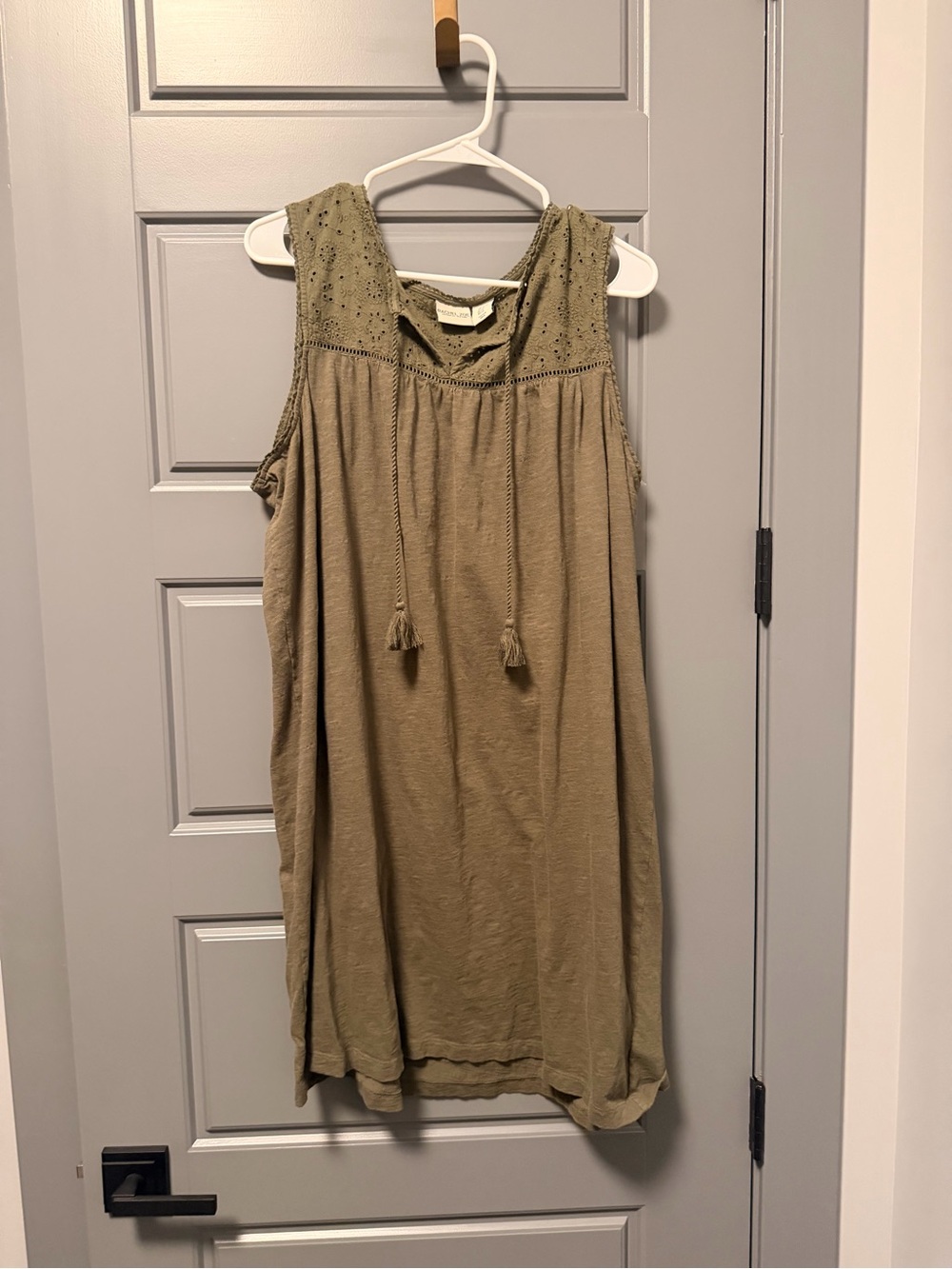 Rachel Zoe Olive Sleeveless Shift Mini Dress with Tassel Ties XL